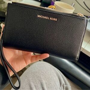 Michael Kors Black Leather Wristlet